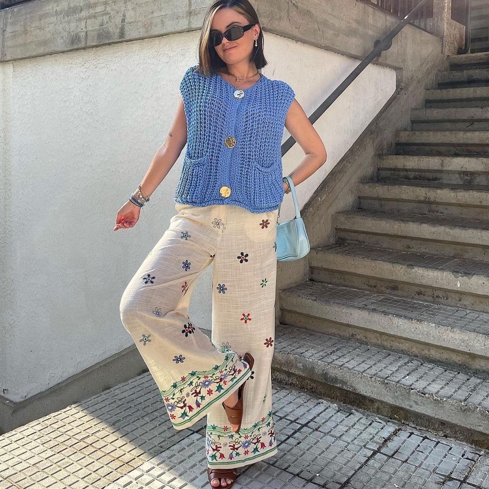 Size Small | Zara | Floral Embroidered Culottes - Picture 5 of 15